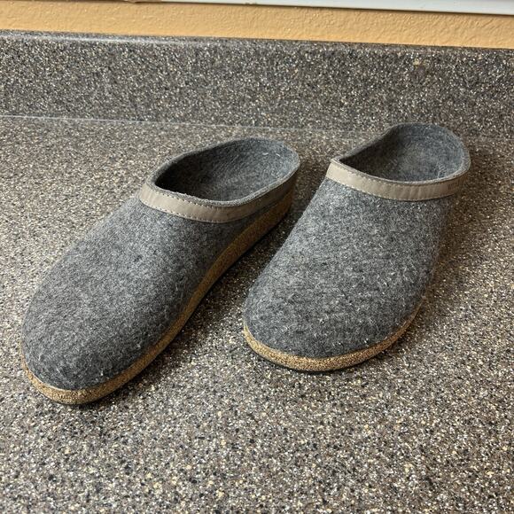 Haflinger Grizzly Wool Clogs Slippers Mens EU 46 US 13 Gray Slip On Comfort Mule - Picture 2 of 10